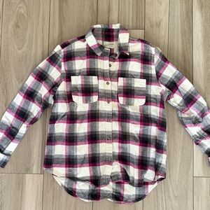 Plaid Shirt - Pink, Black, and White womens fall short